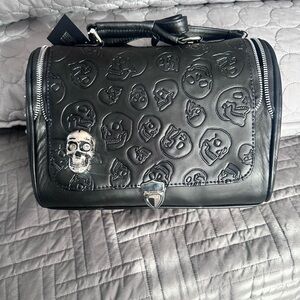 NWT Edgy Black Skull Embossed Women's Purse